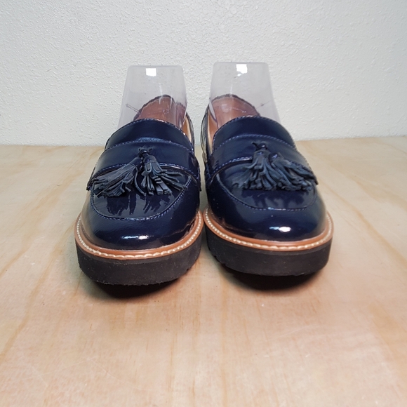 Naturalizer Navy Blue Patent Leather Platform Loafers Size 8 - Picture 3 of 16